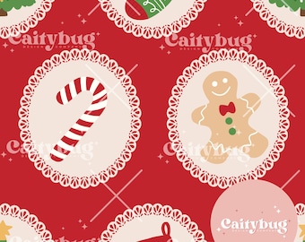 Lace Christmas Icons Seamless Pattern 300 DPI PNG Instant Download Digital Papers Vinyl Fabric Surface Design Retro seamless file