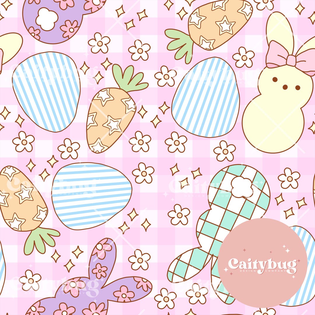 Pink Easter Seamless Repeating Pattern - Retro Fabric Design for ...