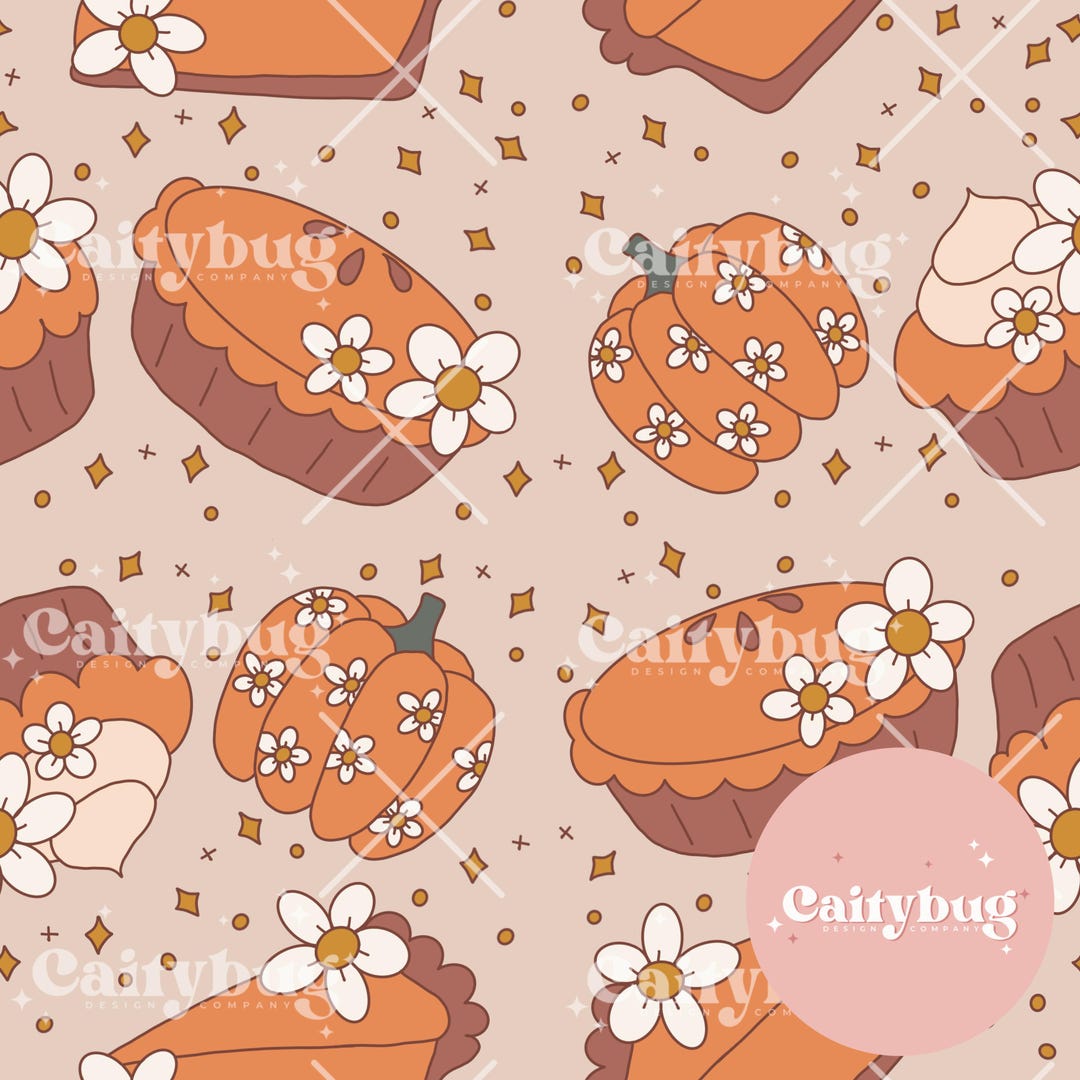 Thanksgiving Desserts Seamless Repeating Pattern - Fabric Design for ...