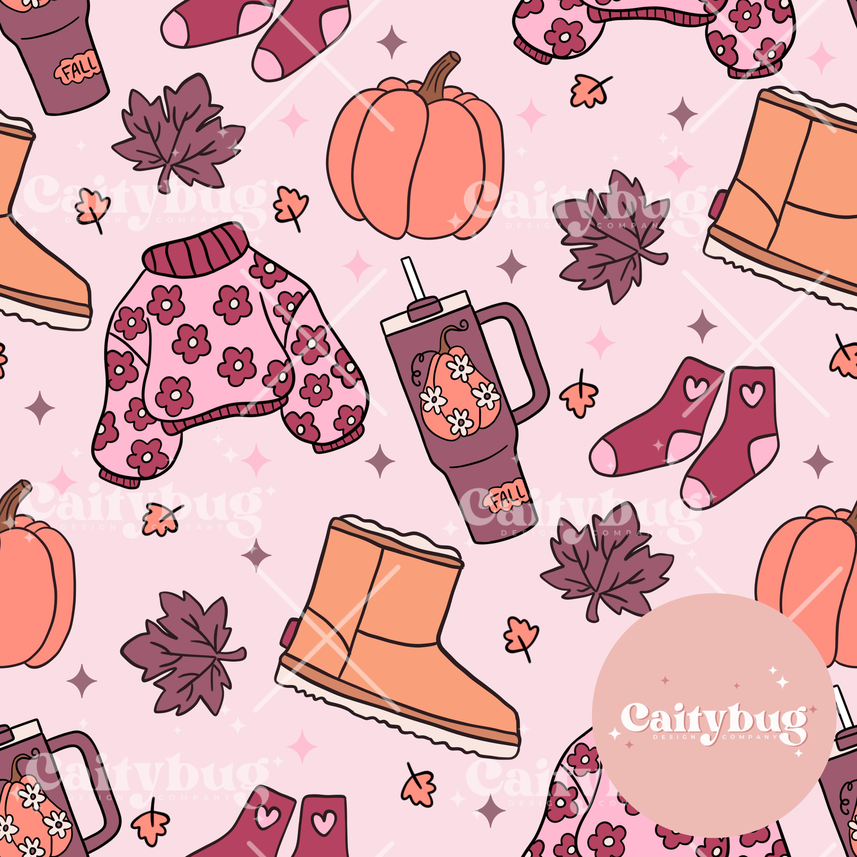 Fall Cozy Vibes Seamless Pattern 300 DPI PNG Instant Download Digital ...