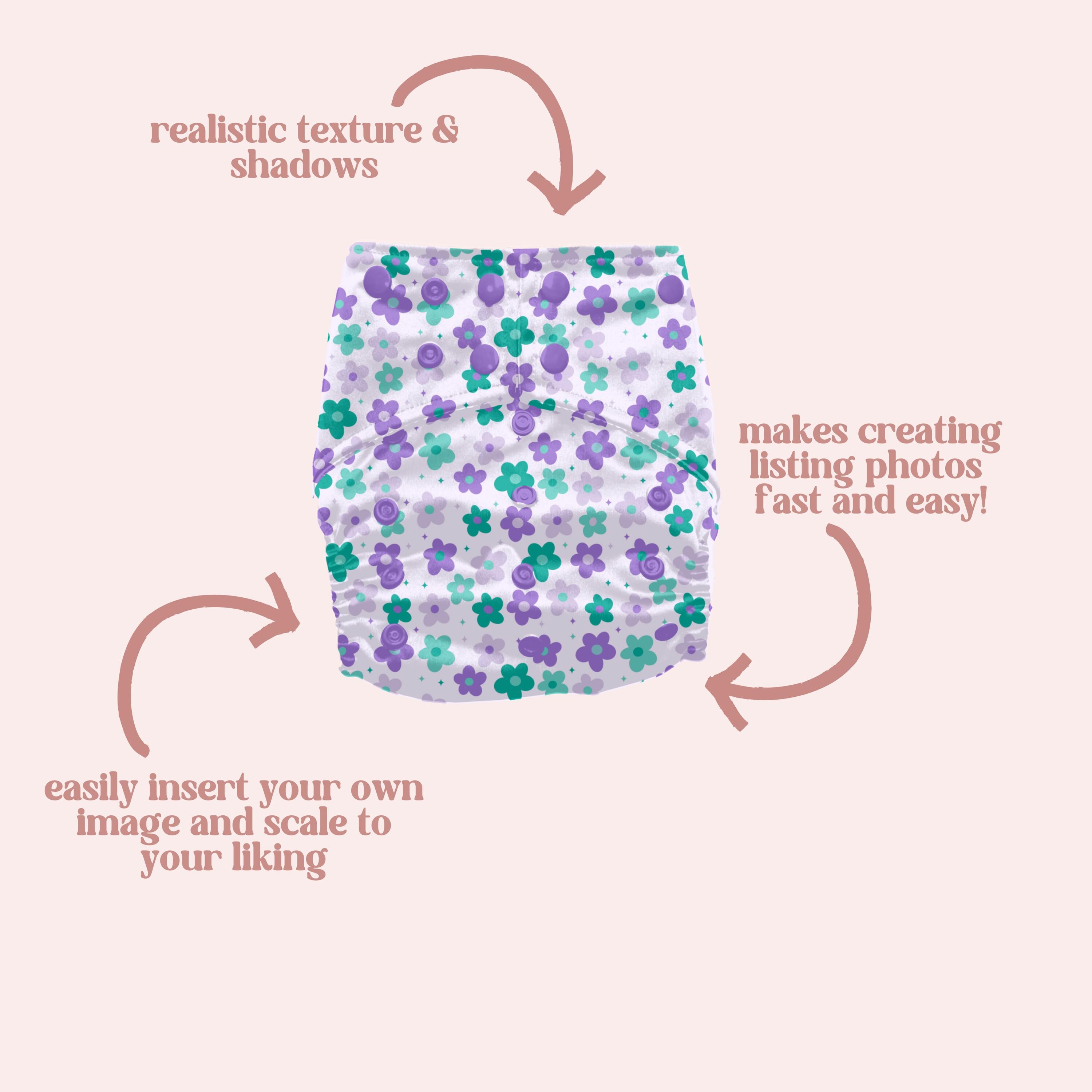 Baby Reusable Diaper Realistic Mock-up Template for Canva and Procreate ...