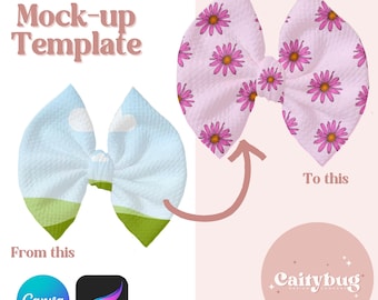 Bullet Fabric Bow realistic mock-up template for Canva and Procreate, Seamless pattern mock-up, your design here mock-up, Hairbow Mockup