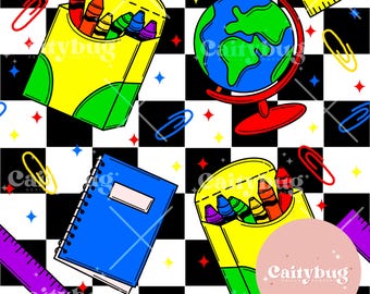 Back to School Seamless Pattern 300 DPI PNG Instant Download Digital Papers Vinyl Fabric Surface Design Father’s Day seamless Pattern File