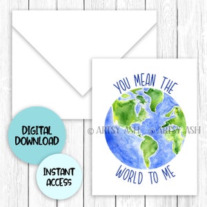 Vous représentez le monde pour moi, téléchargement numérique | Drôle, Carte de voeux, Imprimable, Punny, Anniversaire, carte, Téléchargement immédiat, Enveloppe imprimable