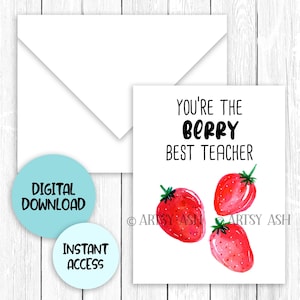 Tu es le meilleur professeur de Berry, téléchargement numérique | Carte rigolote, Punny Card, Imprimable, Téléchargement instantané, Enveloppe à imprimer