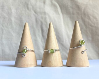 925 Sterling Silver Peridot Wire Ring