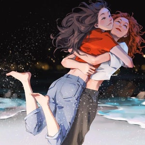 Riunione - Stampa artistica - Migliori amiche - Sempre felice di stare con te - Ragazze adorabili - Felicità - Peijinsart