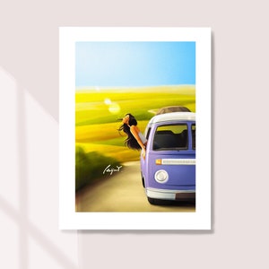 Hitting The Road - Art Print - Nature Lover - Road Trip - Traveling - Landscape Art - Peijin