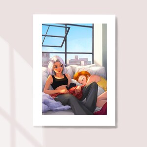 Becoming A Cat Owner - Art Print -  Best Friends - Cat Lovers - Good Morning - Peijin