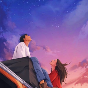 El verano ha llegado y pasado - Impresión de arte - Arte de pareja - Cielo estrellado - Paisaje romántico - Peijin