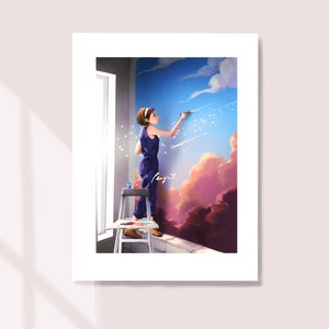 El Mundo Mágico - Impresiones de Arte - Pintura Mural - Creación de Arte - Meteorito - Cielo Estrellado - Nubes Coloridas - Peijin