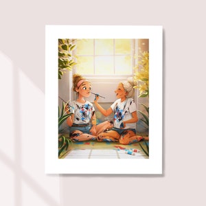 Besties - Art Print - Freundschaft - Beste Freunde - Nette Mädchen - Lustiger Moment - Kleines Glück - Peijin