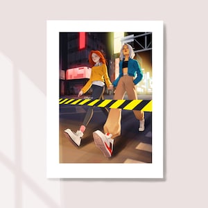 Night night. - Art Print - Cool Girls - City Night View - Night Life - City Girls - Peijin