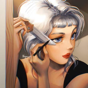 Eyeliner - Art Print - Make Up - Portrait - Cool Girl - Peijinsart
