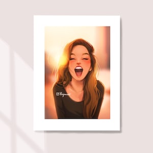 Hey 2021! - Art Print - Motivative Art - New Year - Best Wishes - Cute Girl - Golden Sunshine - Peijin