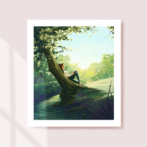 When the leaves turn green - Art Print - Illustration Art - Wall Decor - Reading - Nature - Spring - Cozy - Peijin