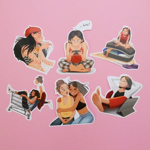 Set di adesivi 6pc - Adesivi - Ragazze carine - Illustrazione Arte - Vita delle ragazze - Character Art - Peijin