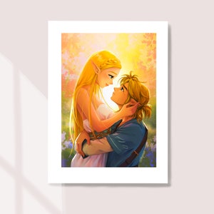 Miło Cię znowu widzieć - Wydruk artystyczny - Fan Art - Link i Zelda - Historia miłosna - Romantyczna atmosfera - Peijin