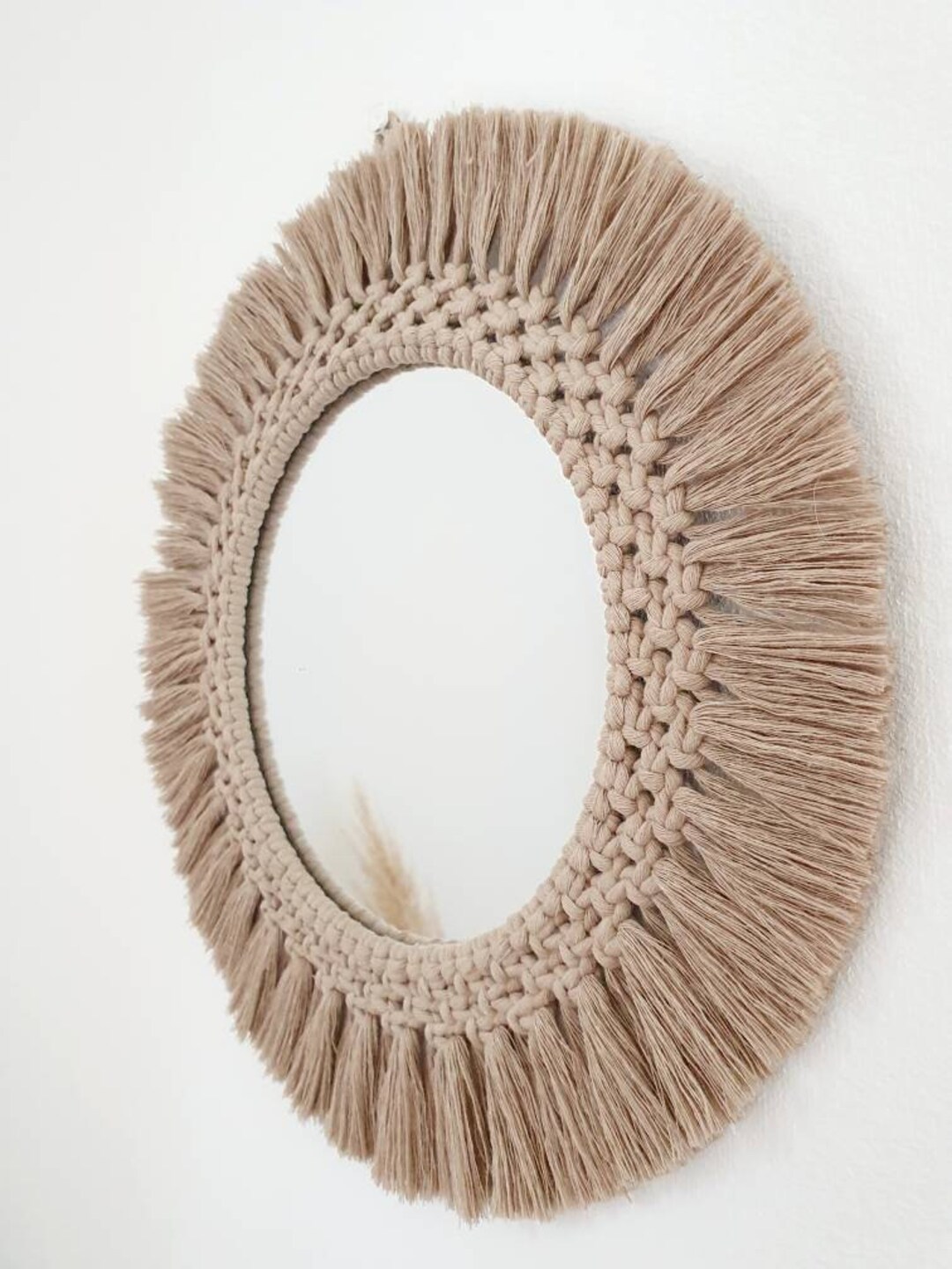 Makramee-Spiegel Als Wanddeko – Handgefertigter Boho-Spiegel Mit Aufbewahrungstasche, 68,6 Cm Lang