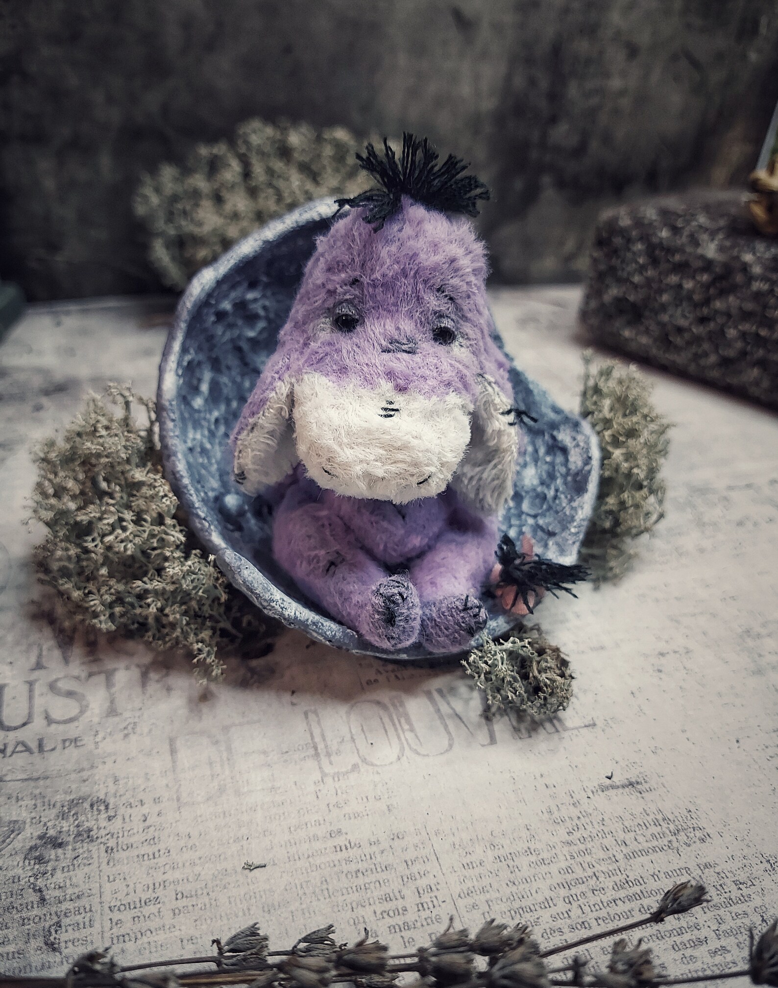 Teddy Donkey Eeyore with a piece of Moon Cute Vintage Donkey | Etsy