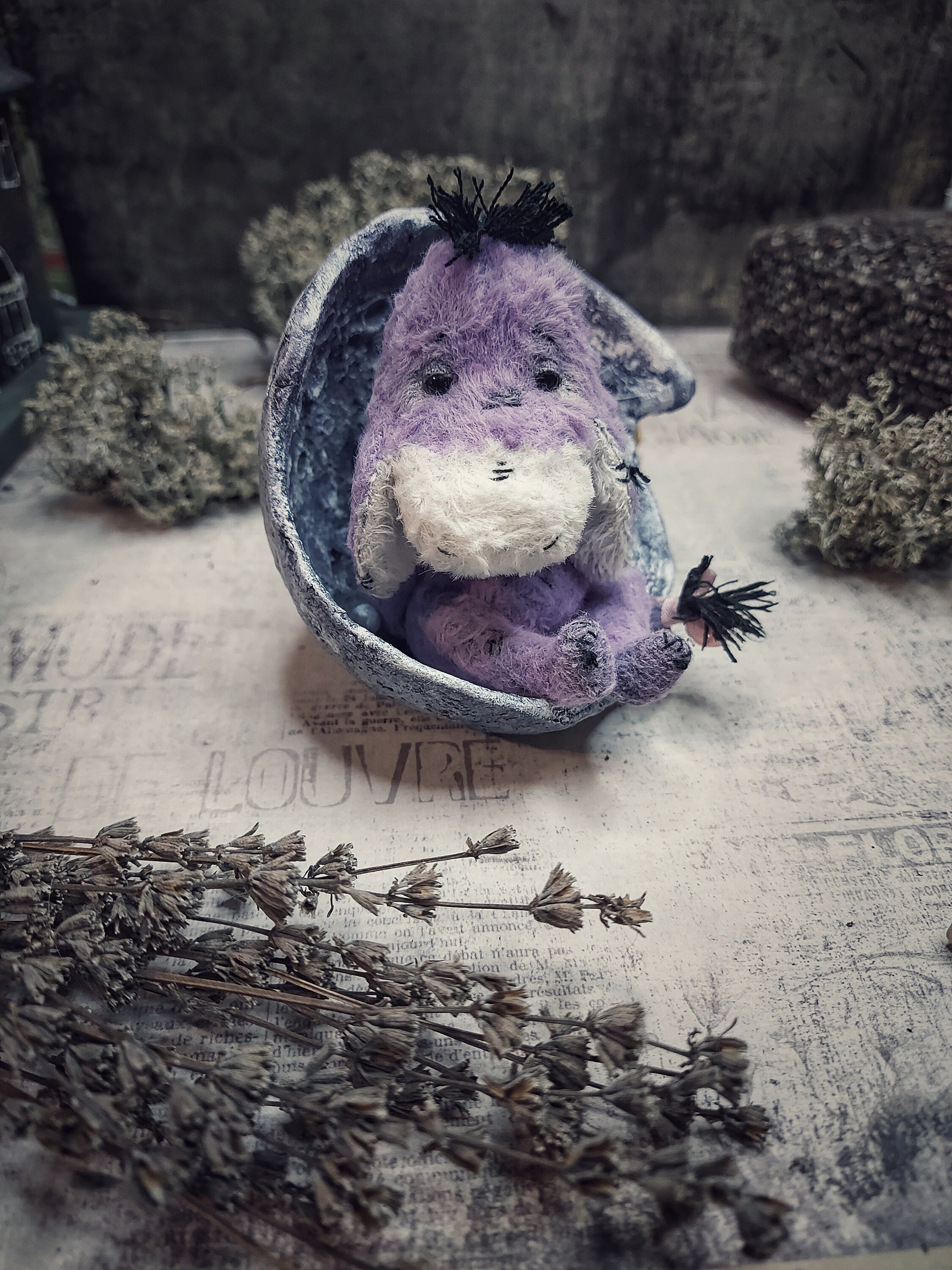 Teddy Donkey Eeyore with a piece of Moon Cute Vintage Donkey | Etsy