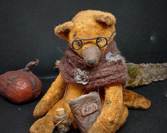 Hand-sewn teddy fox, OOAK fox, Woodland Creature Fox, Fantasy Aged Plush, Artist Teddy Fox, Vintage Teddy Fox, Fox Plushie, For collectors