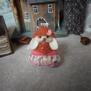 Handmade Teddy Bunny (5.5 cm), Primitive Dolls Bunny, Blythe bunny, Dollhouse bunny, Stuffed Teddy Bunny, Bunny Lover, Dressed Miniature