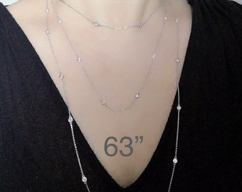 CZ Diamanten 63 Zoll Großbestand in Sterling Silber CZ Station Halskette