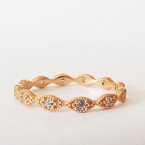 Rose Gold Art Deco Milgrain Vintage style 925 Rose Gold Eternity Anniversary Band