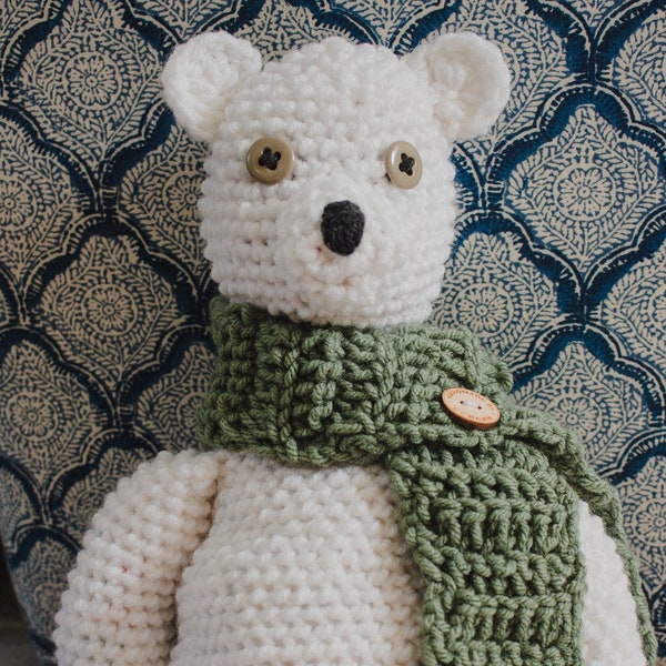 Polar Bear Crochet Stuffed Animal with a scarf plushie // Ready to Ship // Gifts