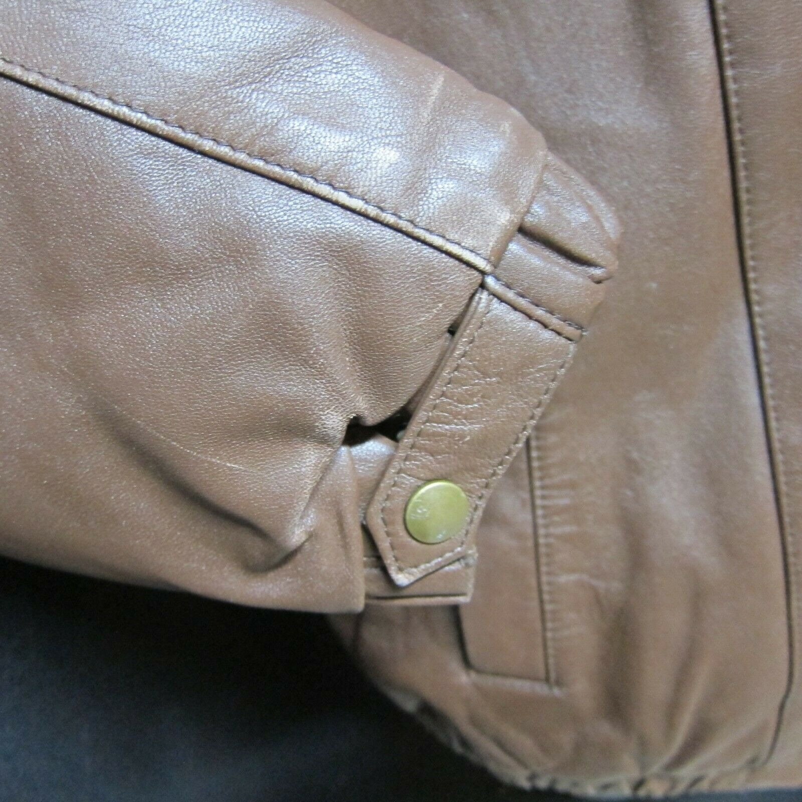 80s Vtg Eddie Bauer Leather Jacket Goose Down Sz M Zip Snap Slash 