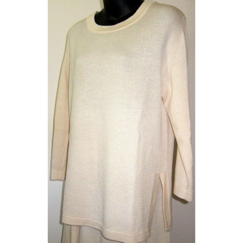 St John Santana Knit Tunic Ivory Cream Winter White shops Long Designer Jersey Pullover Top Fits like Medium