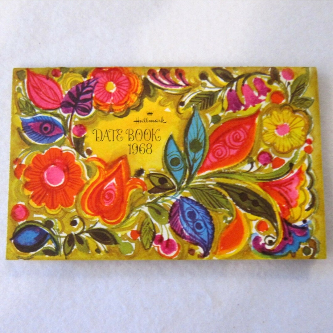 1968-flower-power-date-book-hallmark-calendar-pocket-size-etsy