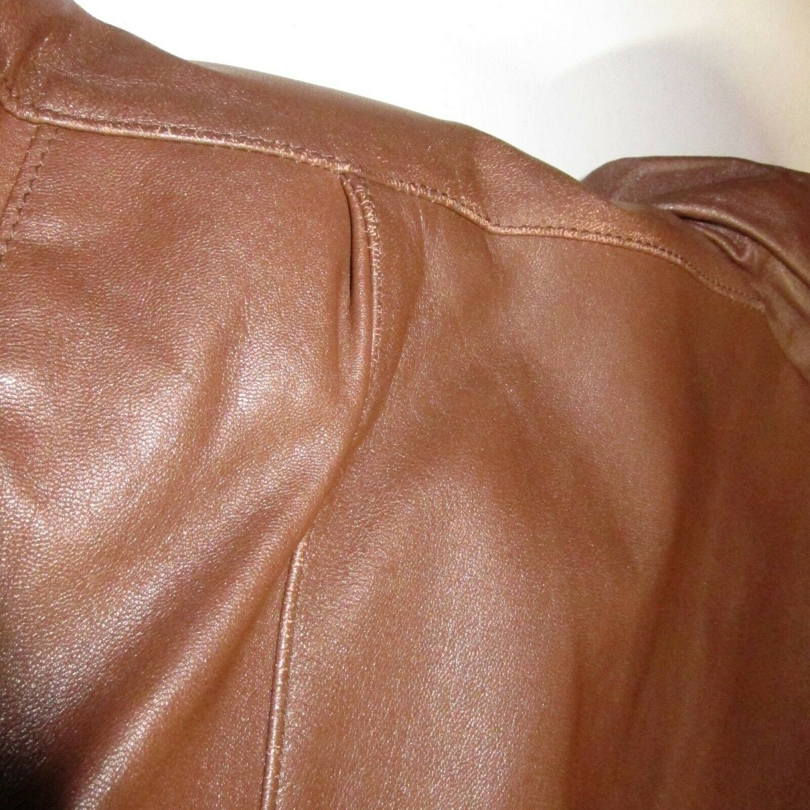 80s Vtg Eddie Bauer Leather Jacket Goose Down Sz M Zip Snap Slash 