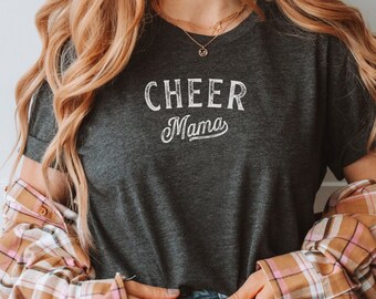 Cheer Mama T-Shirt: Distressed Text, Cheerleading Mom Gift