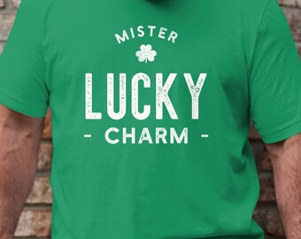 Heren Mister Lucky Charm T-shirt, St. Patrick's Day Graphic Tee, Ierse Shamrock, Casual katoenen top, feestelijke vakantie