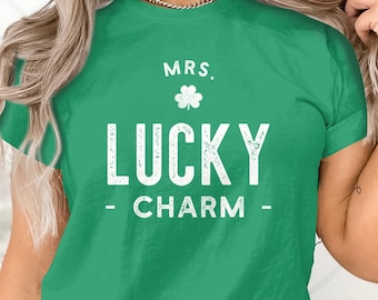 St. Patrick's Day Shirt Dames, Mevrouw Lucky Charm Graphic Tee, Irish Pride Casual Top, Vakantiekleding, Groene Klaver
