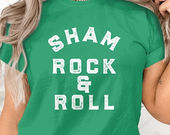 Shamrock en Roll (Rock and Roll) T-shirt, St. Patrick's Day Rocker Tee, Vintage Distressed Iers shirt, Festivalkleding, Unisex Top