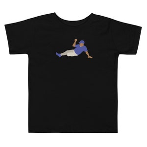 Baseball Runner Sliding Graphic Toddler Tee - Retro Sports Runner Toddler T-Shirt for Baseball Fans and Players | Toddler Short Sleeve Tee