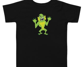 Sea Creature Cartoon Graphic Toddler T-Shirt - Retro Halloween Toddler Tee - Gift for Black Lagoon Monster Lovers | Toddler Short Sleeve Tee