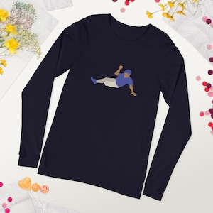 Baseball Runner Sliding Graphic Long Sleeve Tee - Retro Sports Base Runner Design for Baseball Fans and Players | Unisex Long Sleeve Tee