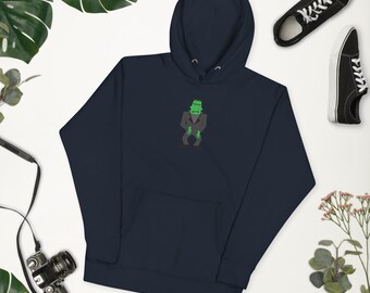 Moletom com capuz gráfico Frankenstein estilo clássico – Moletom retrô exclusivo com capuz de Halloween – Presente ideal para fãs de monstros clássicos | Moletom unissex