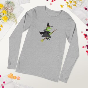 Retro Witch Cartoon Graphic Long Sleeve Tee - Unique Vintage Halloween Long Sleeve T-Shirt - Perfect Gothic Gift | Unisex Long Sleeve Tee