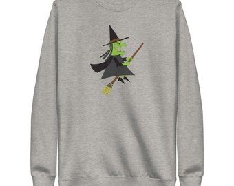 Retro Witch Cartoon Graphic Sweatshirt - Unique Vintage Halloween Sweatshirt - Perfect Gothic Gift | Unisex Premium Sweatshirt
