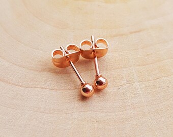 Rose Gold Earrings Ball Stud, Earrings Stainless Steel, 3mm Ball Stud Earrings, Minimalist Earrings Gold Stud, Minimalist Earrings Small