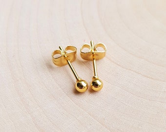Gold Earrings Ball Stud, Earrings Stainless Steel, 3mm Ball Stud Earrings, Minimalist Earrings Gold Stud, Minimalist Earrings Small