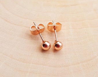 Rose Gold Earrings Ball Stud, Earrings Stainless Steel, 4mm Ball Stud Earrings, Minimalist Earrings Gold Stud, Minimalist Earrings Small