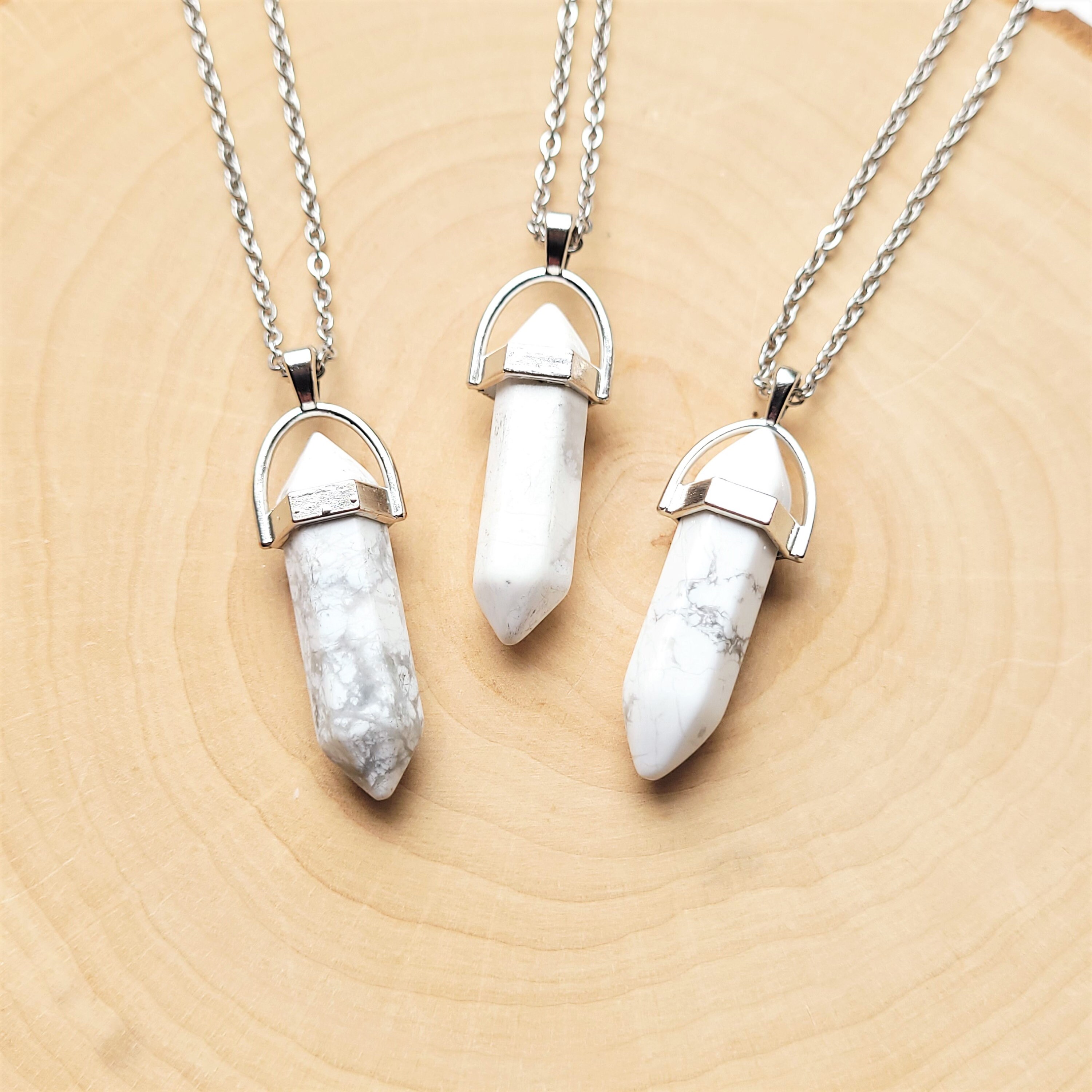 Howlite Necklace Howlite Crystal Necklace Long Necklace - Etsy