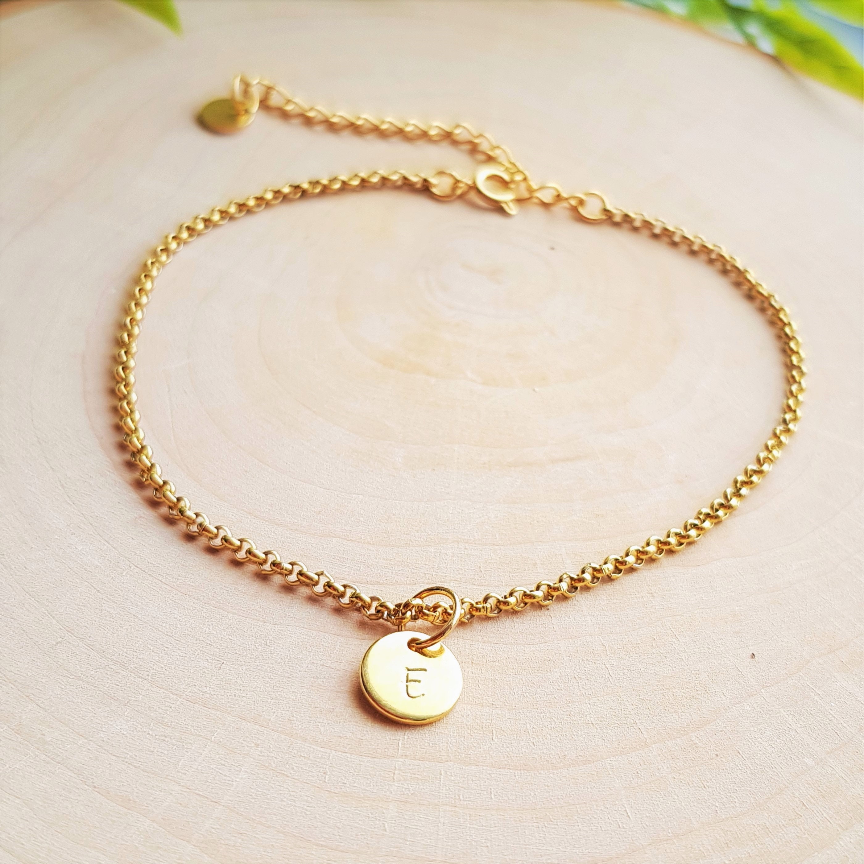 Initial Anklet Gold Anklet Gold Chain Anklet Initial Gold Etsy