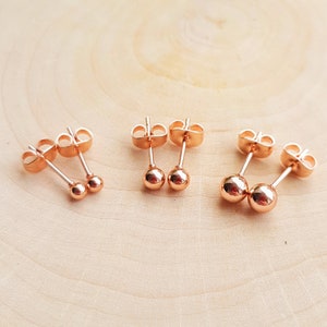 Ball Stud Earrings Set, Minimalist Earrings Set Rose Gold, Small Earrings Ball Stud, Earrings Stainless Steel, Dainty Earrings Set Rose Gold